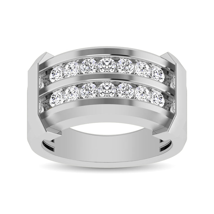 10K White Gold 1/2 Ctw Round Cut Diamond Mens Wedding Band