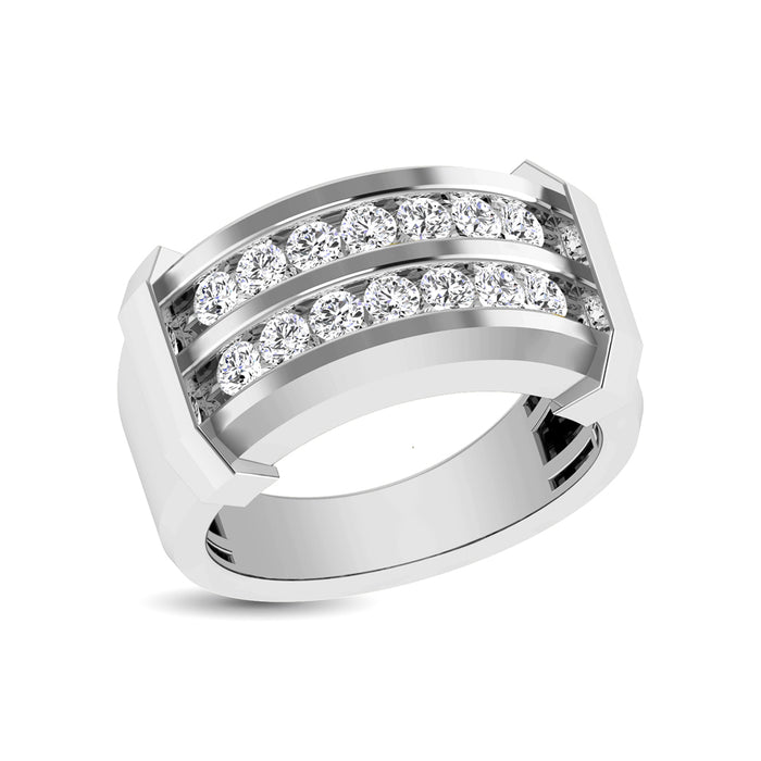 10K White Gold 1/2 Ctw Round Cut Diamond Mens Wedding Band