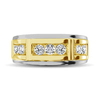 Thumbnail for Diamond 1/4 Ct.Tw. Mens Wedding Band in 10K White Gold with Yellow Gold Accent