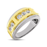 Thumbnail for Diamond 1/10 Ct.Tw. Mens Wedding Band in 10K White Gold with Yellow Gold Accent