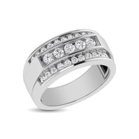 Thumbnail for 10K White Gold 1 Ctw Round Cut Diamond Mens Wedding Band