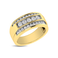 Thumbnail for 10K Yellow Gold 1 Ctw Round Cut Diamond Mens Wedding Band