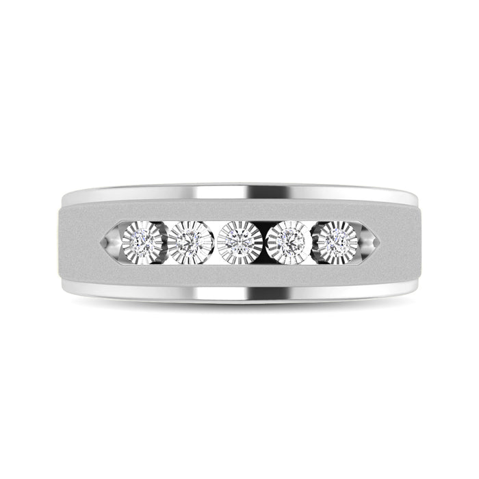 10K White Gold 1/6 Ct.Tw. Diamond Illusion Mens Band