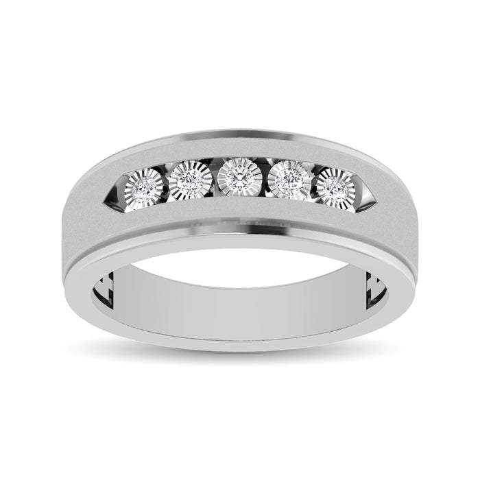 10K White Gold 1/6 Ct.Tw. Diamond Illusion Mens Band