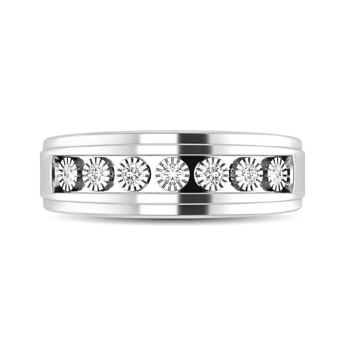 10K White Gold 1/3 Ct.Tw. Diamond Illusion Mens Band