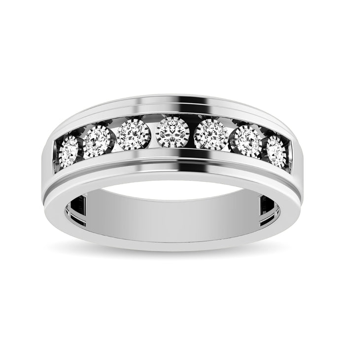 10K White Gold 1/3 Ct.Tw. Diamond Illusion Mens Band