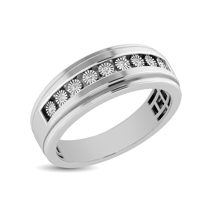 10K White Gold 1/3 Ct.Tw. Diamond Illusion Mens Band