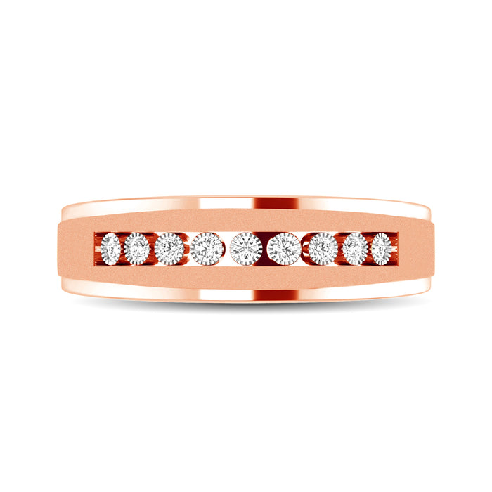 10K Rose Gold 1/20 Ct.Tw. Diamond Illusion Ladies Band