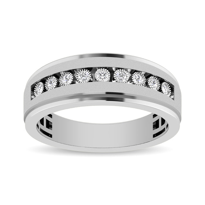 10K White Gold 1/10 Ct.Tw. Diamond Illusion Mens Band