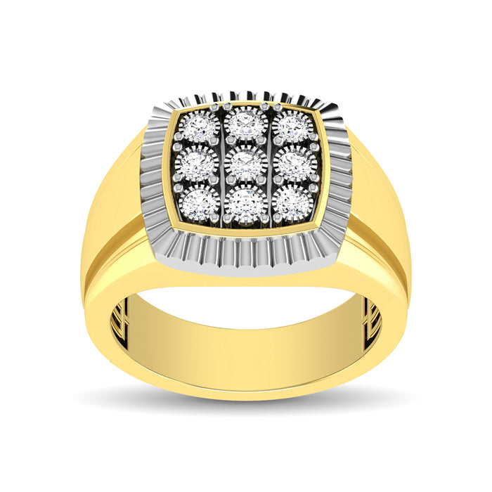 10K Yellow Gold 1/5 Ct.Tw. Diamond Illusion Men's Fashion Ring