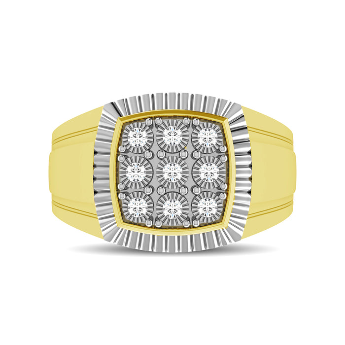 10K Yellow Gold 1/5 Ct.Tw. Diamond Illusion Men's Fashion Ring