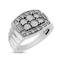 Thumbnail for 10K White Gold 1/4 Ct.Tw. Diamond Illusion Men's Fashion Ring