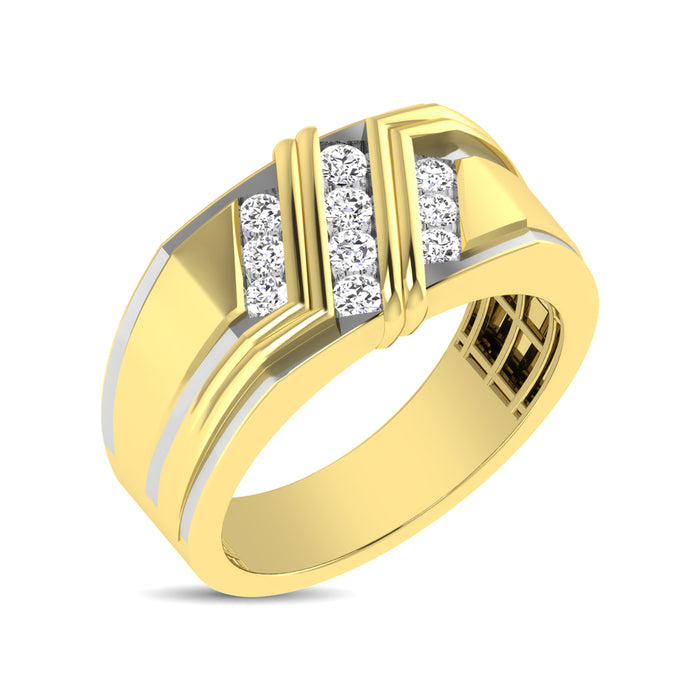 10K Yellow Gold 1/2 Ctw Round Cut Diamond Mens Wedding Band