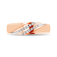 Thumbnail for Diamond Accent 1/5 Ctw Men's  Slant Wedding Band in 10K Rose Gold