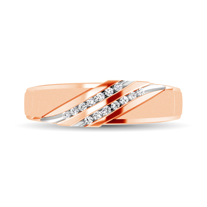 Diamond Accent 1/5 Ctw Men's  Slant Wedding Band in 10K Rose Gold