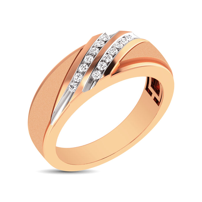 Diamond Accent 1/5 Ctw Men's  Slant Wedding Band in 10K Rose Gold