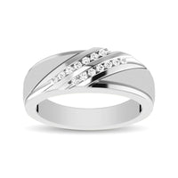 Thumbnail for Diamond Accent 1/5 Ctw Men's  Slant Wedding Band in 10K White Gold