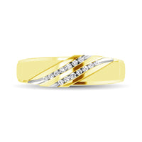 Thumbnail for Diamond Accent 1/10 Ctw Ladies  Slant Wedding Band in 10K Yellow Gold