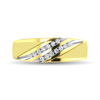 Thumbnail for Diamond Accent 1/5 Ctw Men's  Slant Wedding Band in 10K Yellow Gold