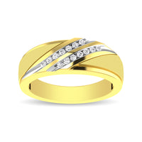 Thumbnail for Diamond Accent 1/5 Ctw Men's  Slant Wedding Band in 10K Yellow Gold