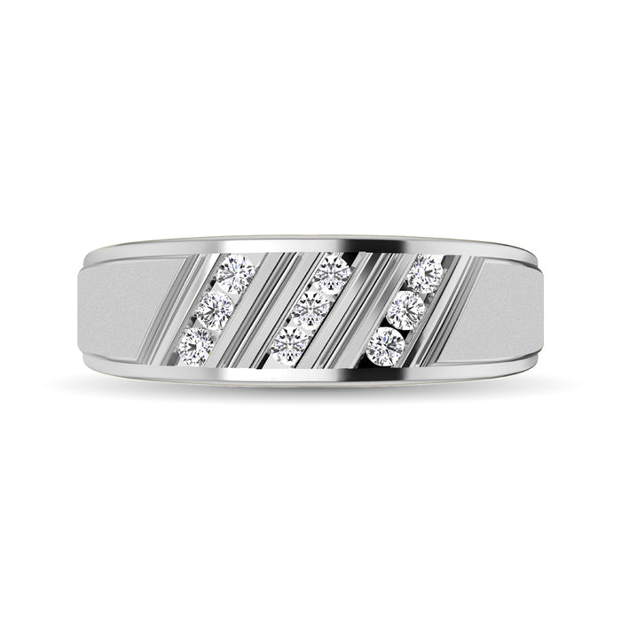 10K White Gold 1/4 Ct.Tw. Diamond Mens Band