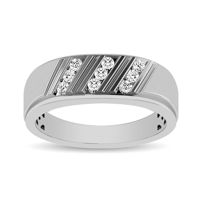 10K White Gold 1/4 Ct.Tw. Diamond Mens Band