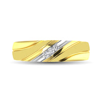 Thumbnail for Men's 1/10 Ctw. Diamond Slant Ring in 10K Yellow Gold
