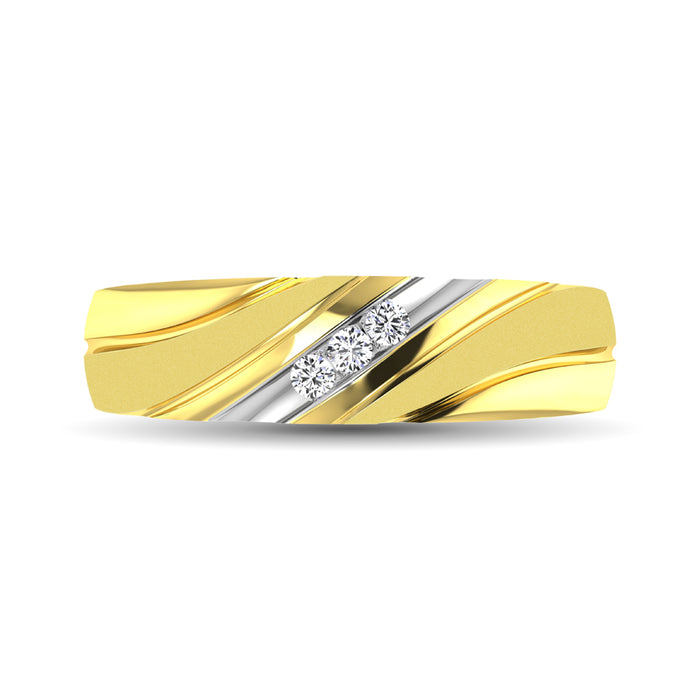 Men's 1/10 Ctw. Diamond Slant Ring in 10K Yellow Gold