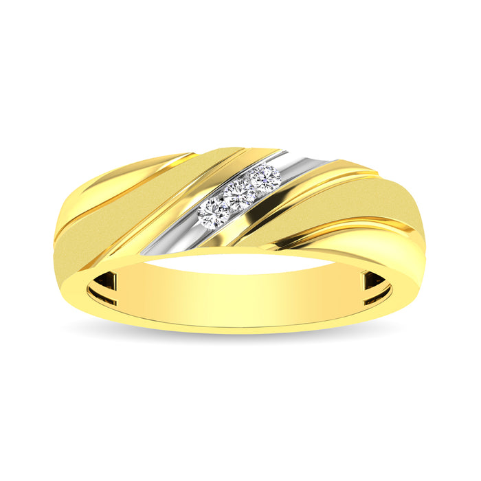 Men's 1/10 Ctw. Diamond Slant Ring in 10K Yellow Gold