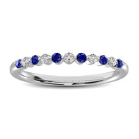 Thumbnail for 14K White Gold Alternate Diamond 1/4 Ctw and Blue Saphire Ring