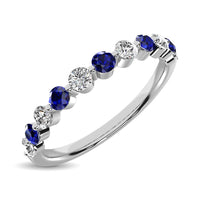 Thumbnail for Diamond 1/2 Ct.Tw. And Blue Sapphire Stack Band in 14K White Gold ( 6 Diamond and 5 Blue Sapphire )