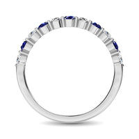 Thumbnail for Diamond 1/2 Ct.Tw. And Blue Sapphire Stack Band in 14K White Gold ( 6 Diamond and 5 Blue Sapphire )