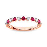 Thumbnail for Diamond 7/8 Ct.Tw. And Alternate Ruby Stack Band in 14K Rose Gold ( 6 Diamond and 5 Ruby )