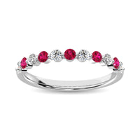 Thumbnail for Diamond 7/8 Ct.Tw. And Ruby Stack Band in 14K White Gold ( 6 Diamond and 5 Ruby )