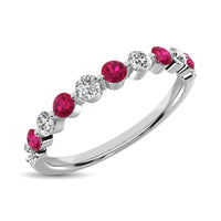 Thumbnail for Diamond 7/8 Ct.Tw. And Ruby Stack Band in 14K White Gold ( 6 Diamond and 5 Ruby )