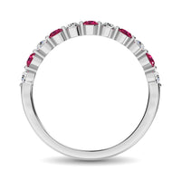 Thumbnail for Diamond 1 Ct.Tw. And Ruby Stack Band in 14K White Gold ( 6 Diamond and 5 Ruby )