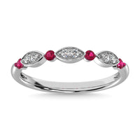 Thumbnail for Diamond 1/5 Ct.Tw. And Ruby Stack Band in 14K White Gold