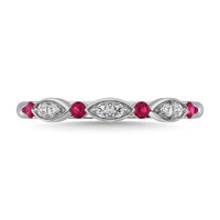 Thumbnail for Diamond 1/5 Ct.Tw. And Ruby Stack Band in 14K White Gold
