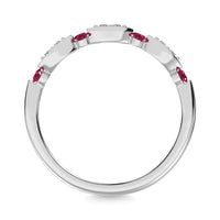 Thumbnail for Diamond 1/5 Ct.Tw. And Ruby Stack Band in 14K White Gold