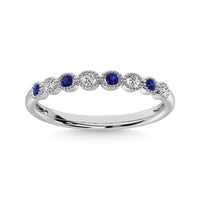 Thumbnail for Diamond 1/6 Ct.Tw. And Alternate Blue Sapphire Stack Band in 10K White Gold ( 4 Diamond and 4 Blue Sapphire )