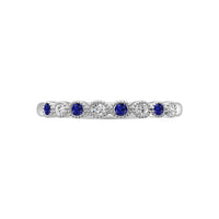 Thumbnail for Diamond 1/6 Ct.Tw. And Alternate Blue Sapphire Stack Band in 10K White Gold ( 4 Diamond and 4 Blue Sapphire )