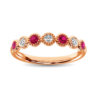 Thumbnail for Diamond 1/5 Ct.Tw. And Alternate Ruby Stack Band in 14K Rose Gold ( 3 Diamond and 4 Ruby )