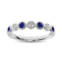 Thumbnail for Diamond 1/5 Ct.Tw. And Blue Sapphire Stack Band in 14K White Gold ( 3 Diamond and 4 Blue Sapphire )