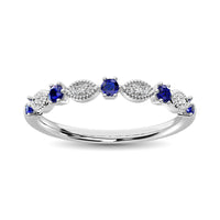 Thumbnail for Diamond 1/3 Ct.Tw. And Blue Sapphire Stack Band in 14K White Gold ( 8 Diamond and 5 Blue Sapphire )