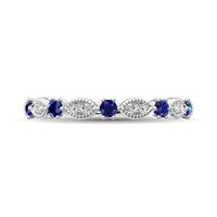 Thumbnail for Diamond 1/3 Ct.Tw. And Blue Sapphire Stack Band in 14K White Gold ( 8 Diamond and 5 Blue Sapphire )