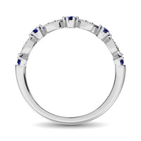 Thumbnail for Diamond 1/3 Ct.Tw. And Blue Sapphire Stack Band in 14K White Gold ( 8 Diamond and 5 Blue Sapphire )
