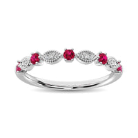 Thumbnail for Diamond 1/3 Ct.Tw. And Ruby Stack Band in 14K White Gold ( 8 Diamond and 5 Ruby )