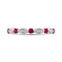 Thumbnail for Diamond 1/3 Ct.Tw. And Ruby Stack Band in 14K White Gold ( 8 Diamond and 5 Ruby )