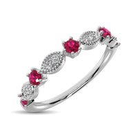 Thumbnail for Diamond 1/3 Ct.Tw. And Ruby Stack Band in 14K White Gold ( 8 Diamond and 5 Ruby )