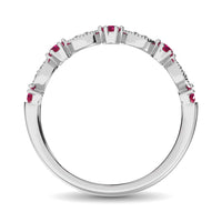 Thumbnail for Diamond 1/3 Ct.Tw. And Ruby Stack Band in 14K White Gold ( 8 Diamond and 5 Ruby )